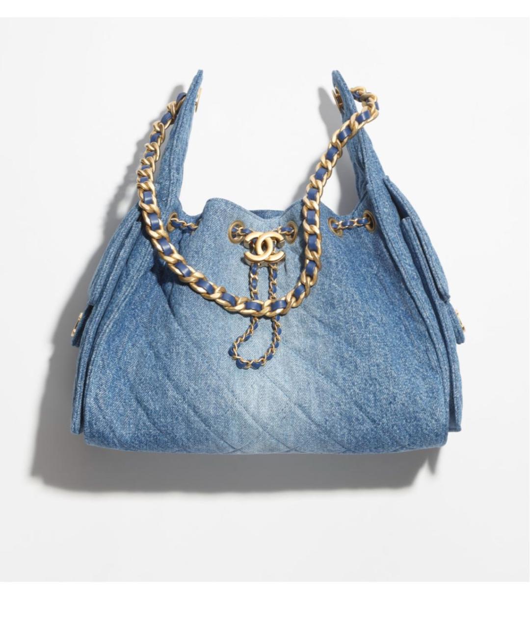 CHANEL Голубая деним сумка тоут, фото 5