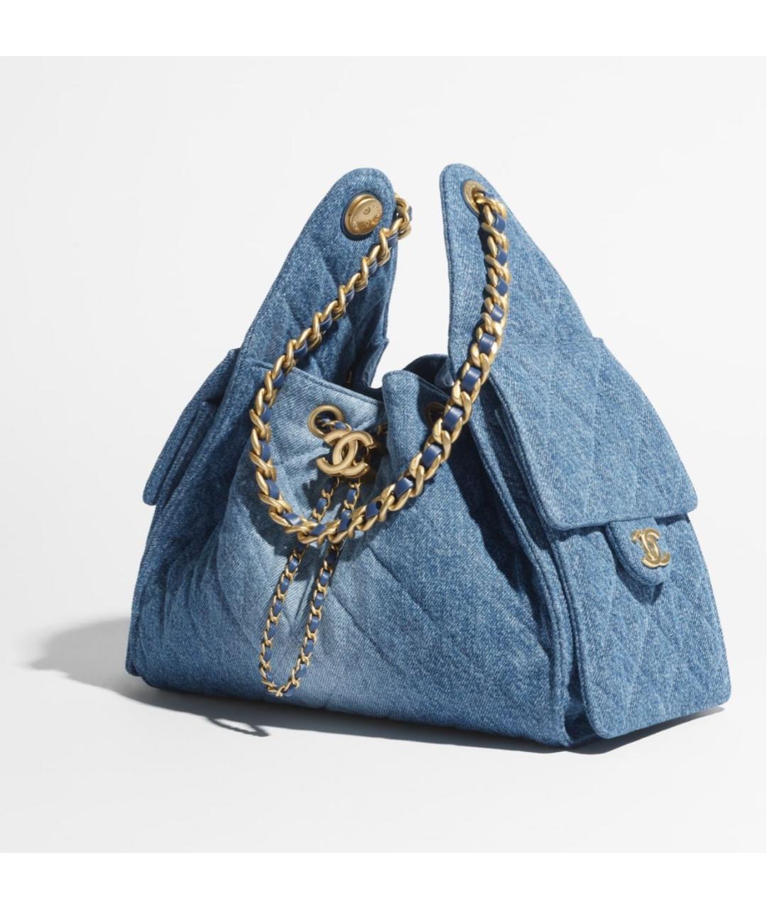 CHANEL Голубая деним сумка тоут, фото 3