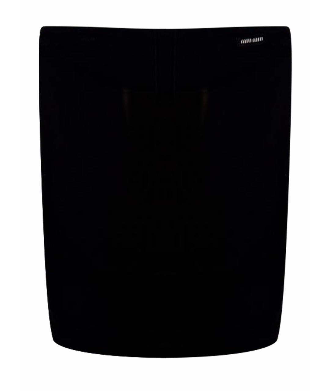 MIU MIU Черная шелковая юбка миди, фото 1