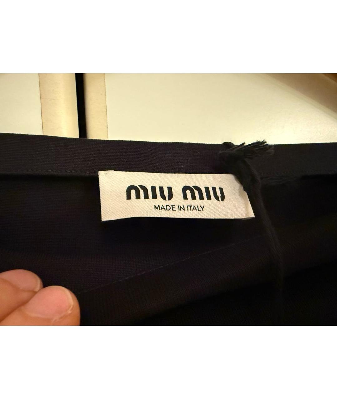 MIU MIU Черная шелковая юбка миди, фото 3