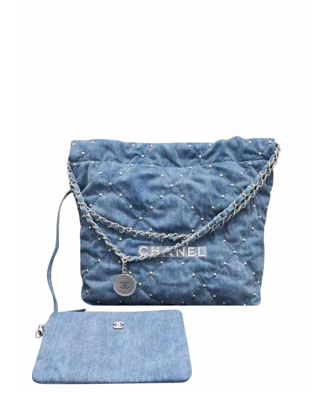 CHANEL Голубая деним сумка тоут, фото 1