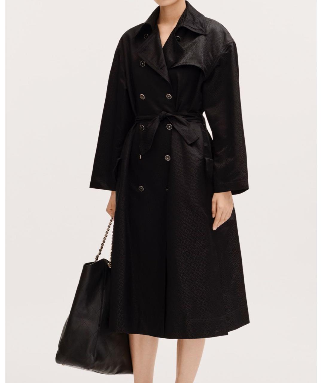 CHANEL Черный атласный тренч/плащ, фото 4