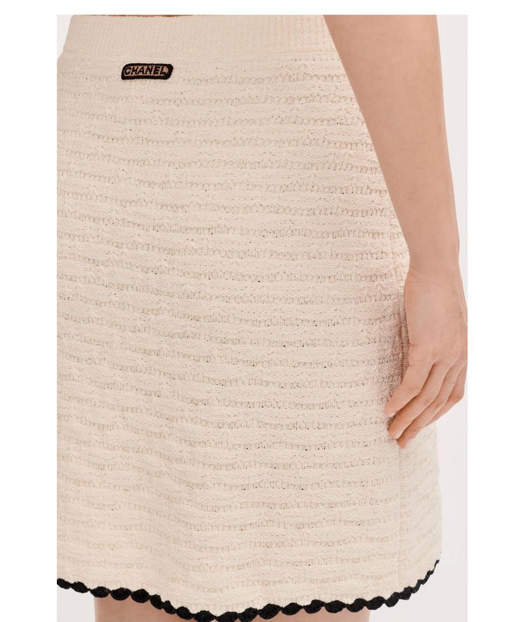 CHANEL Бежевая шелковая юбка мини, фото 2