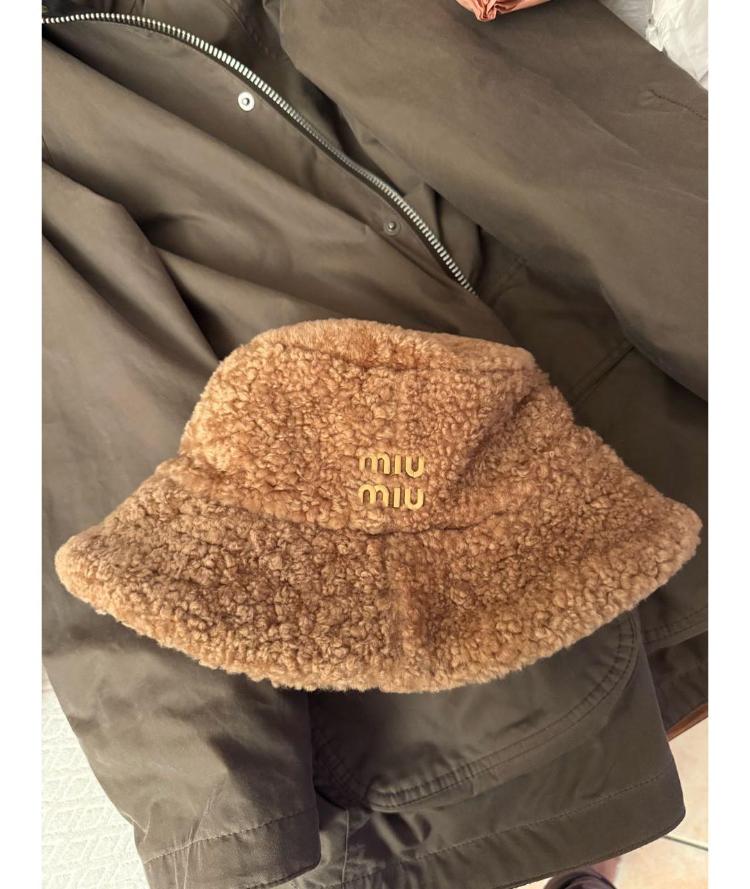 MIU MIU Бежевая шерстяная шапка, фото 3