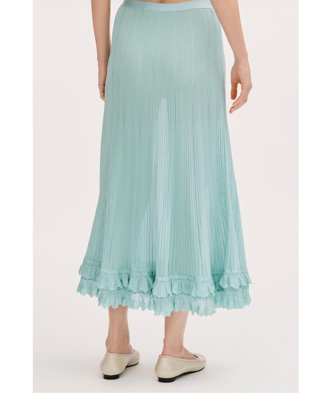 CHANEL Голубая шелковая юбка миди, фото 2