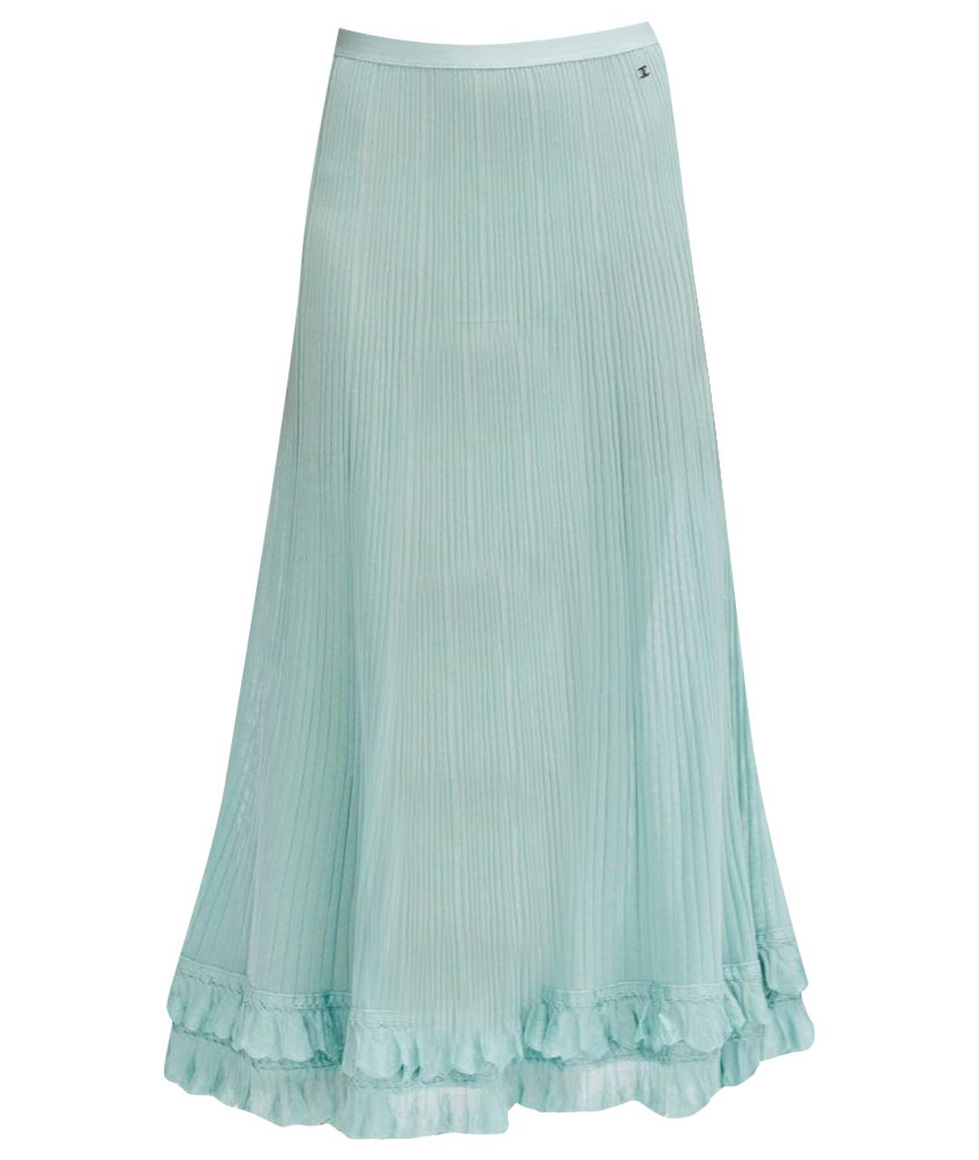 CHANEL Голубая шелковая юбка миди, фото 1