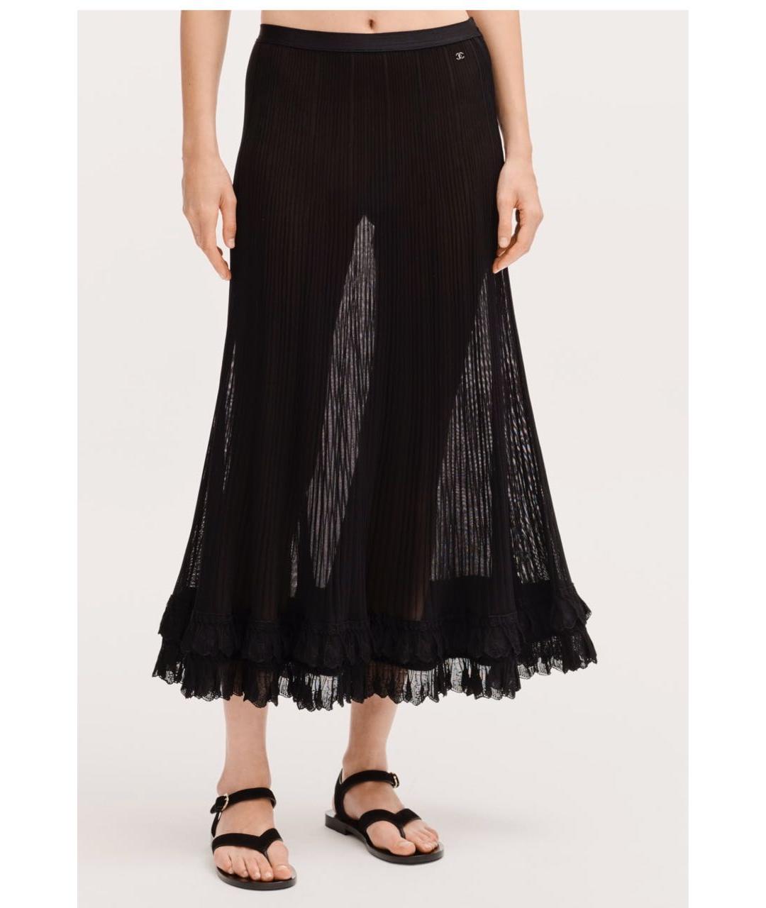 CHANEL Черная шелковая юбка миди, фото 5