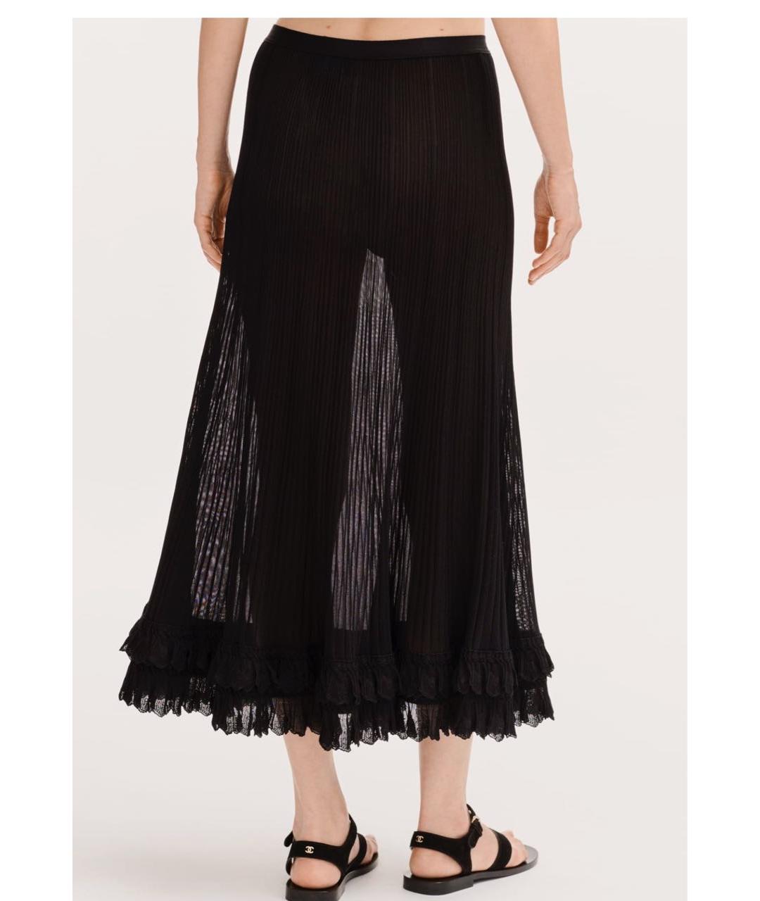 CHANEL Черная шелковая юбка миди, фото 2