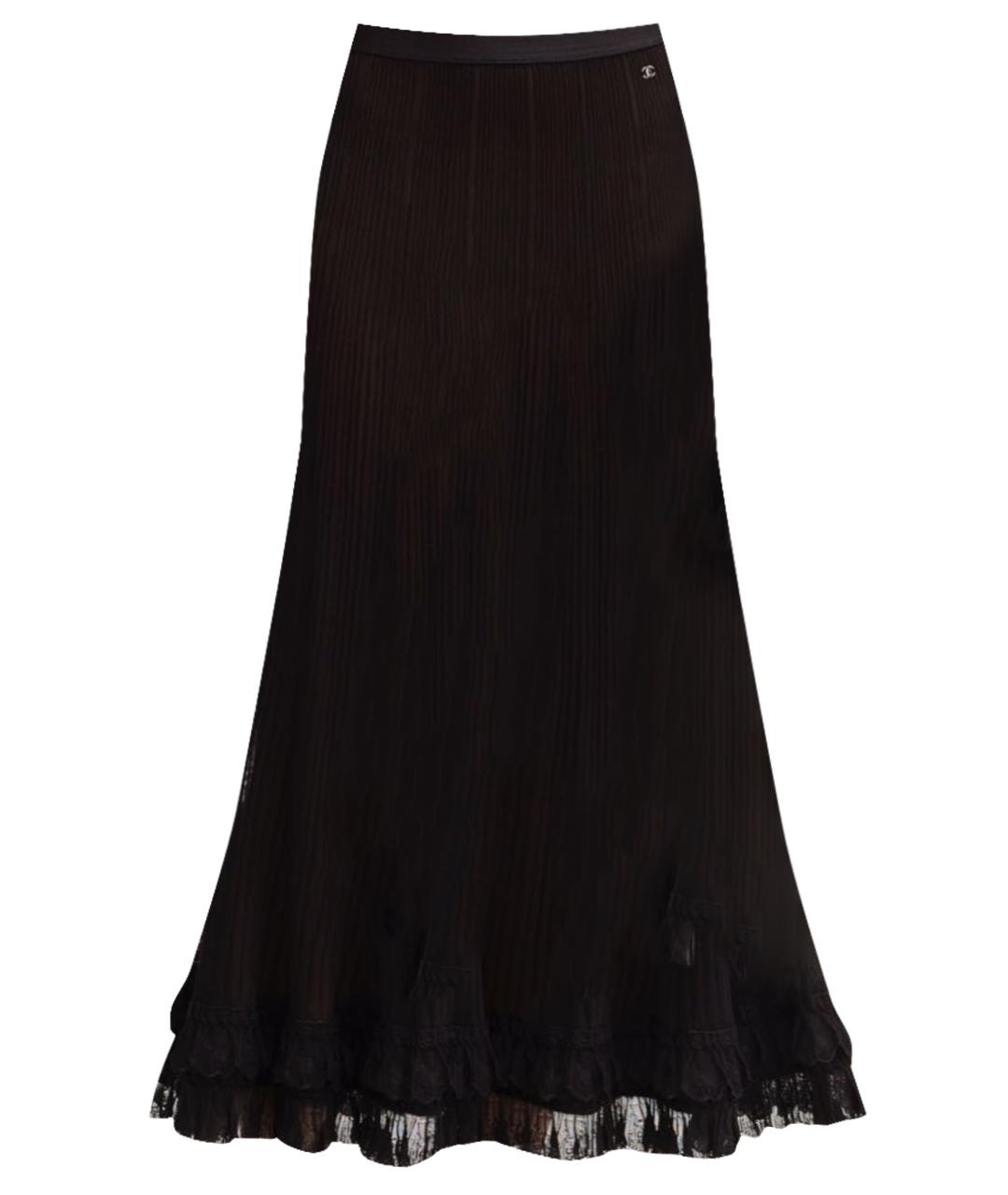 CHANEL Черная шелковая юбка миди, фото 1