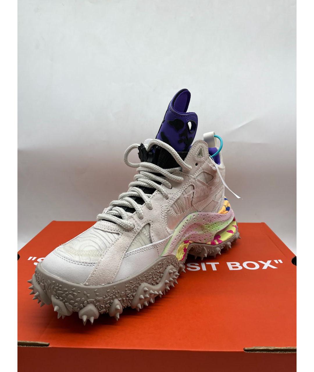 NIKE X OFF-WHITE Бежевые кожаные низкие кроссовки / кеды, фото 3