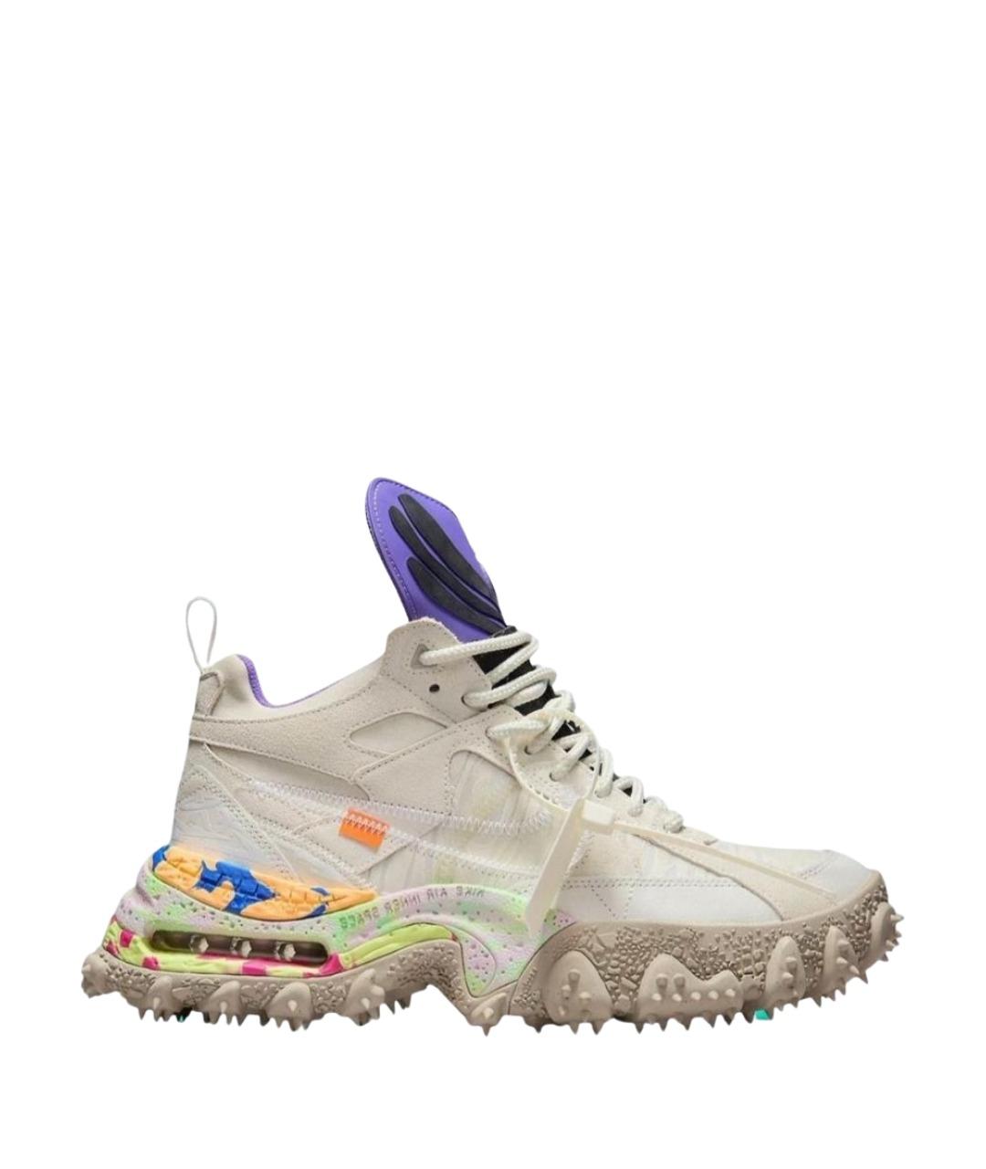 NIKE X OFF-WHITE Бежевые кожаные низкие кроссовки / кеды, фото 9