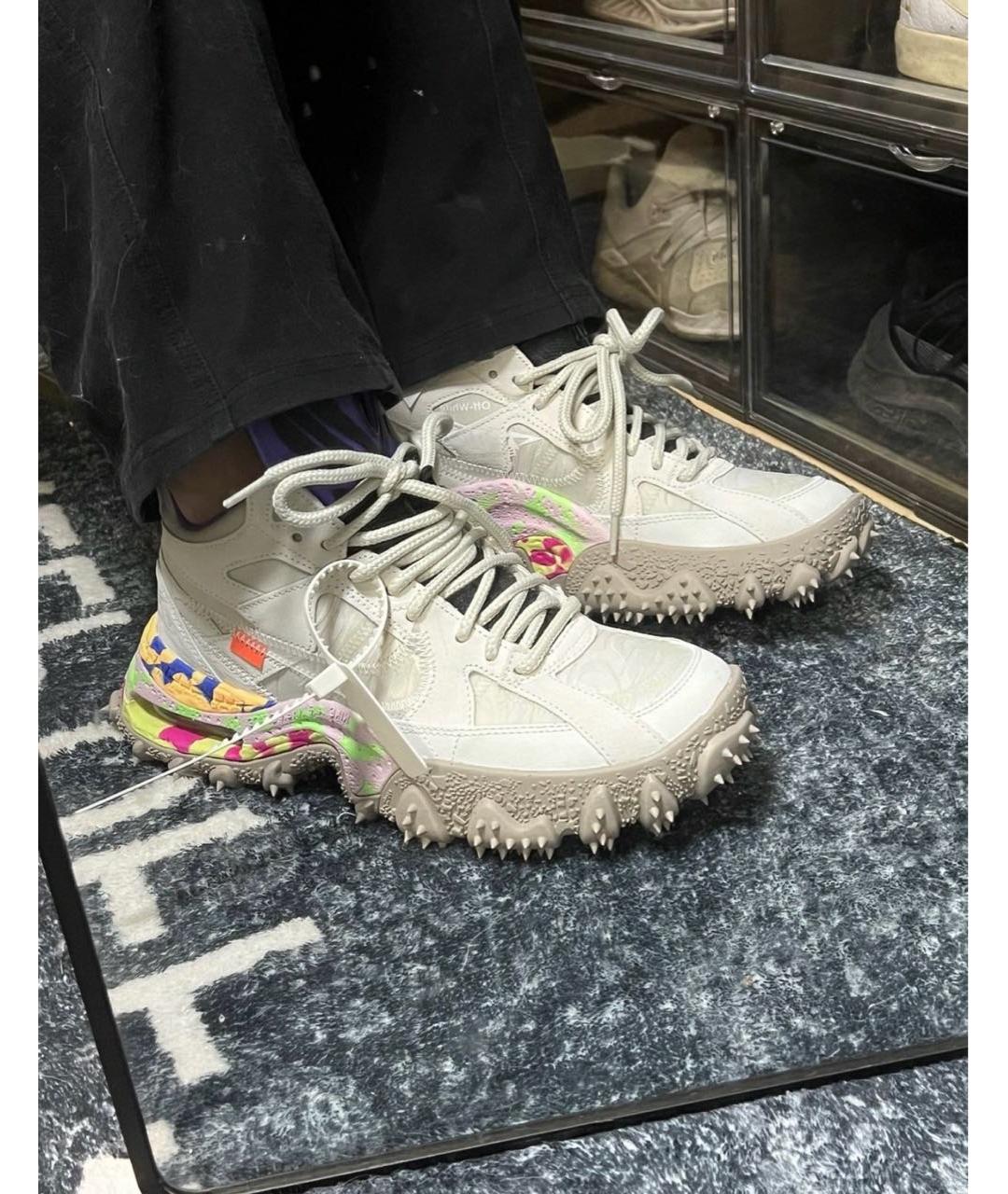 NIKE X OFF-WHITE Бежевые кожаные низкие кроссовки / кеды, фото 5