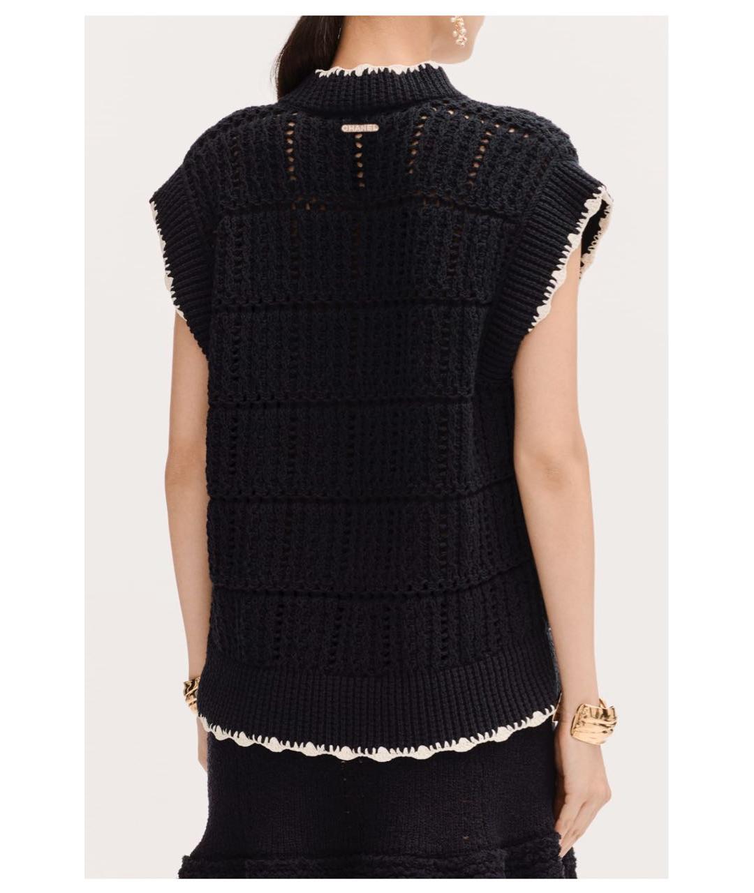 CHANEL Черная хлопковая жилетка, фото 2