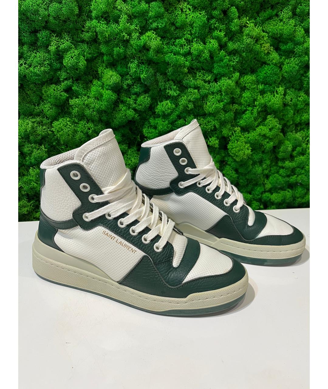SAINT LAURENT Зеленые кожаные кеды, фото 2