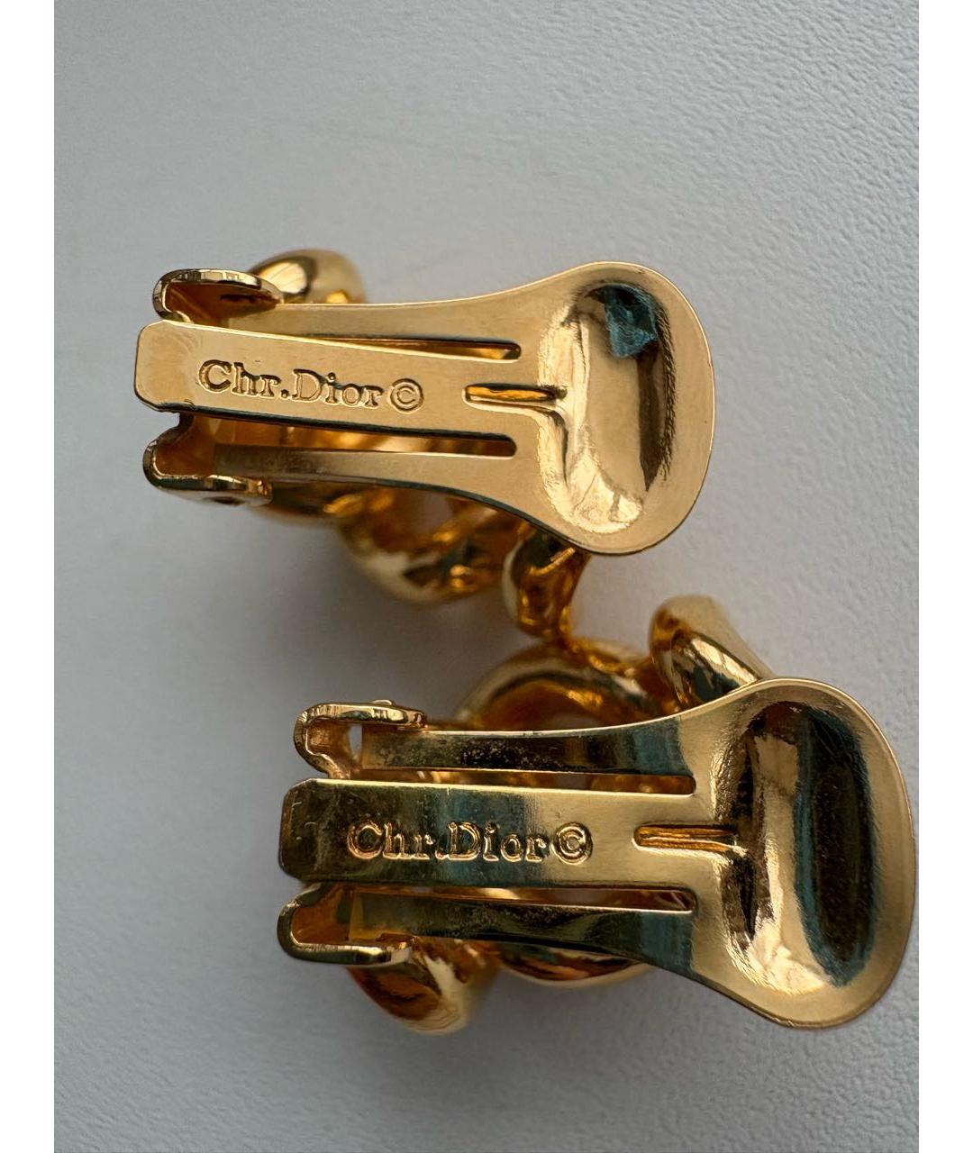 CHRISTIAN DIOR Золотые металлические клипсы, фото 3