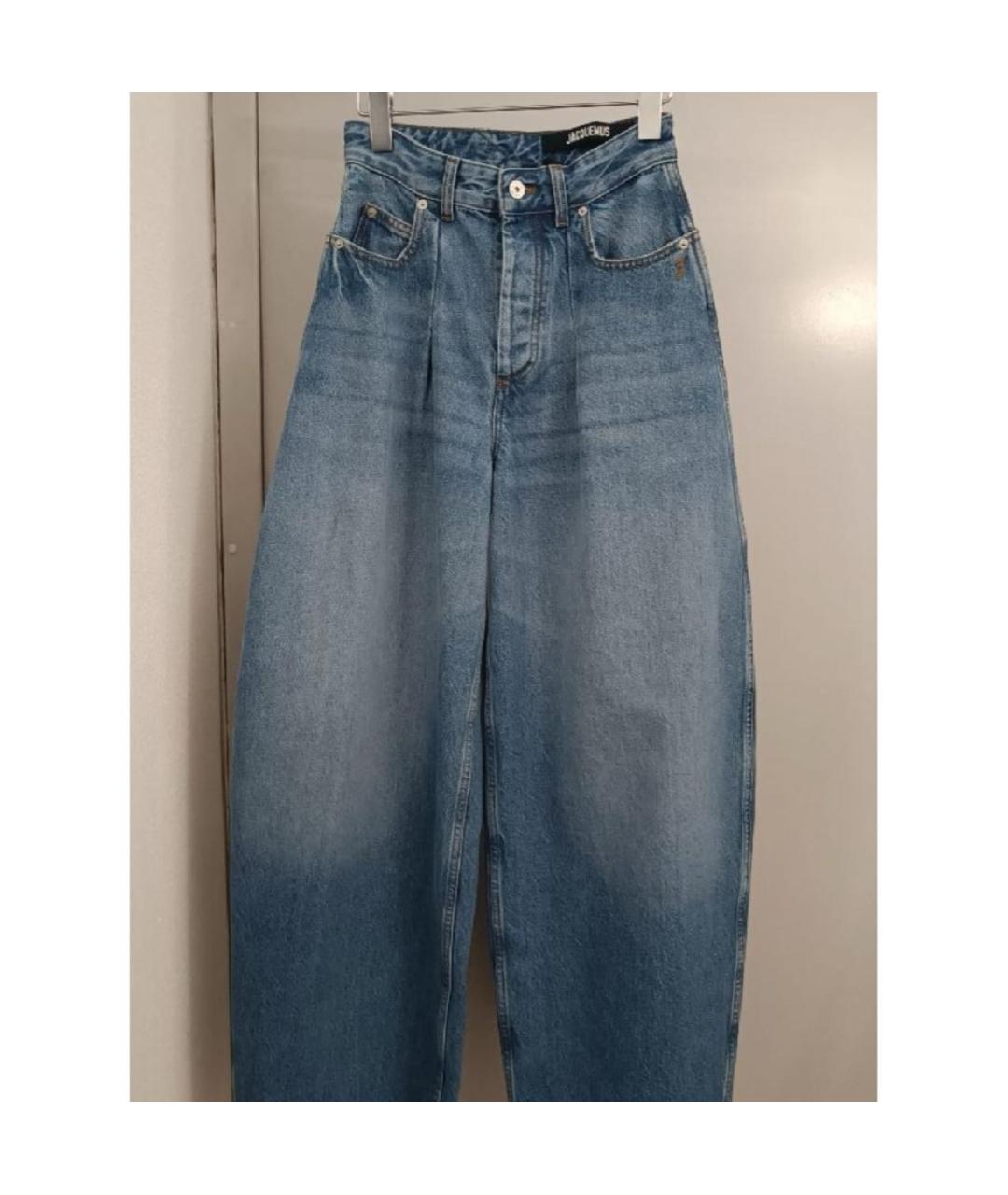 JACQUEMUS Голубые хлопковые прямые джинсы, фото 7