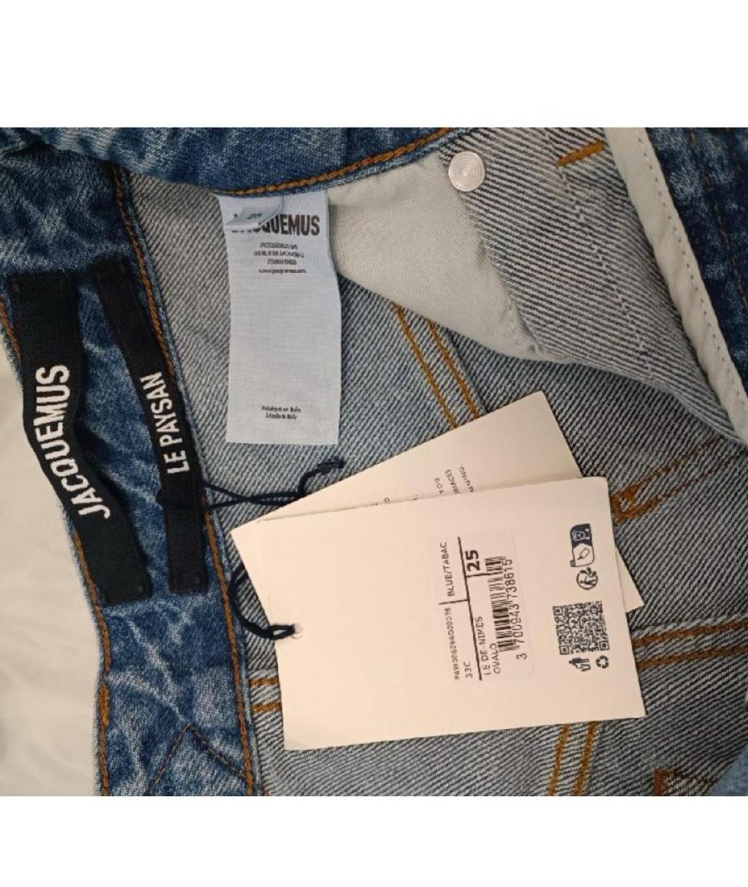 JACQUEMUS Голубые хлопковые прямые джинсы, фото 3