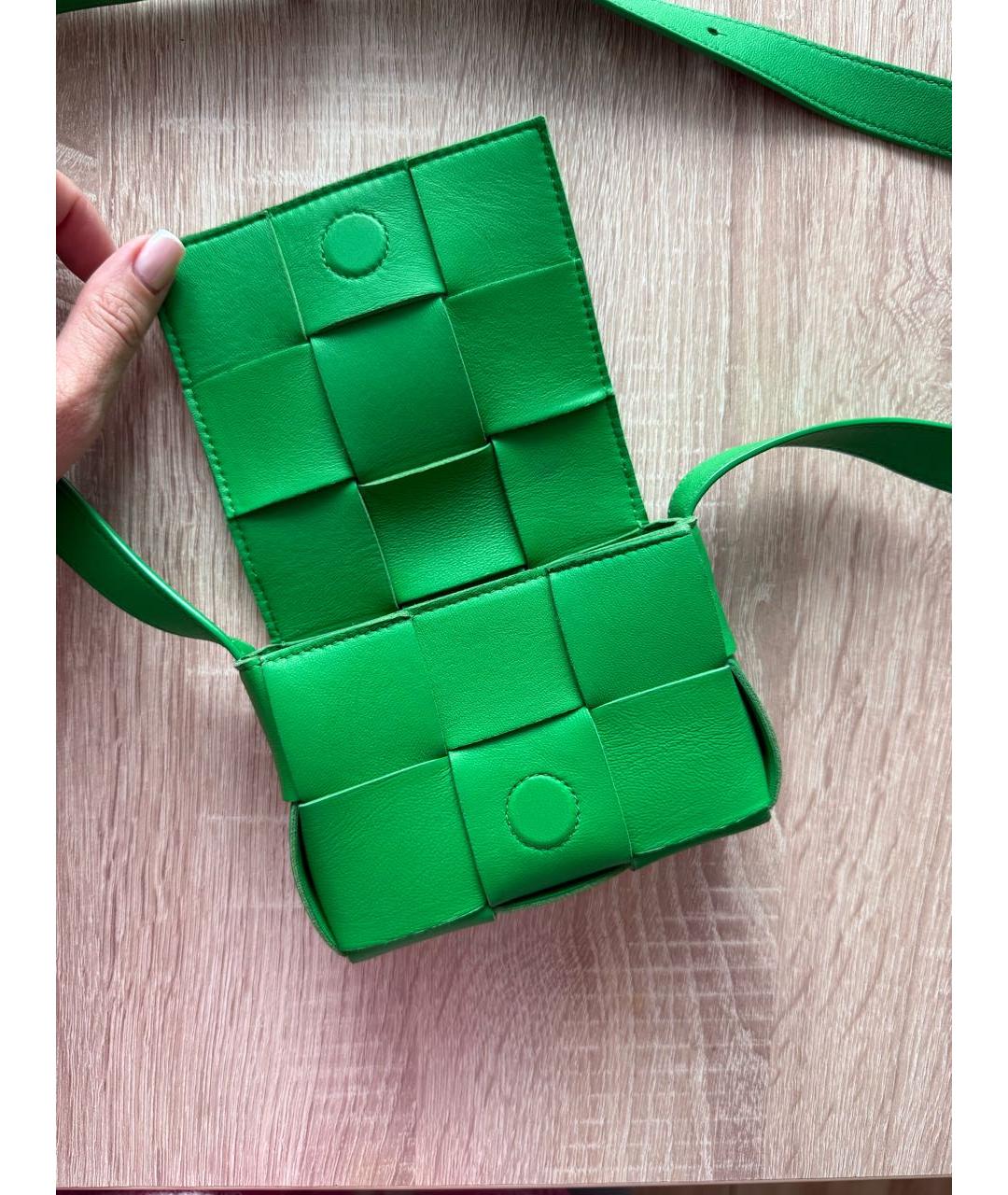 BOTTEGA VENETA Зеленая кожаная сумка через плечо, фото 2
