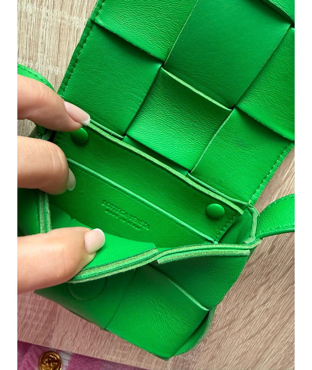 BOTTEGA VENETA Зеленая кожаная сумка через плечо, фото 4