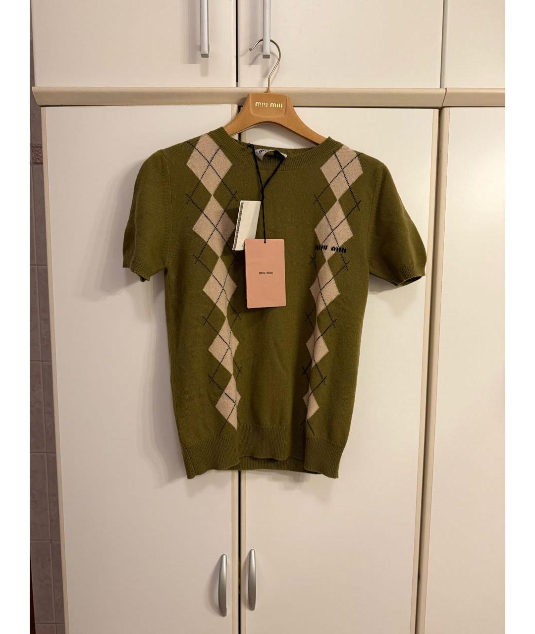 MIU MIU Зеленый кашемировый джемпер / свитер, фото 4