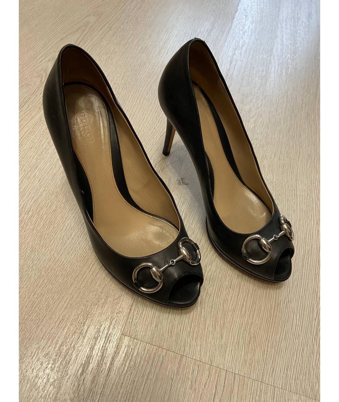 GUCCI Черные кожаные туфли, фото 2