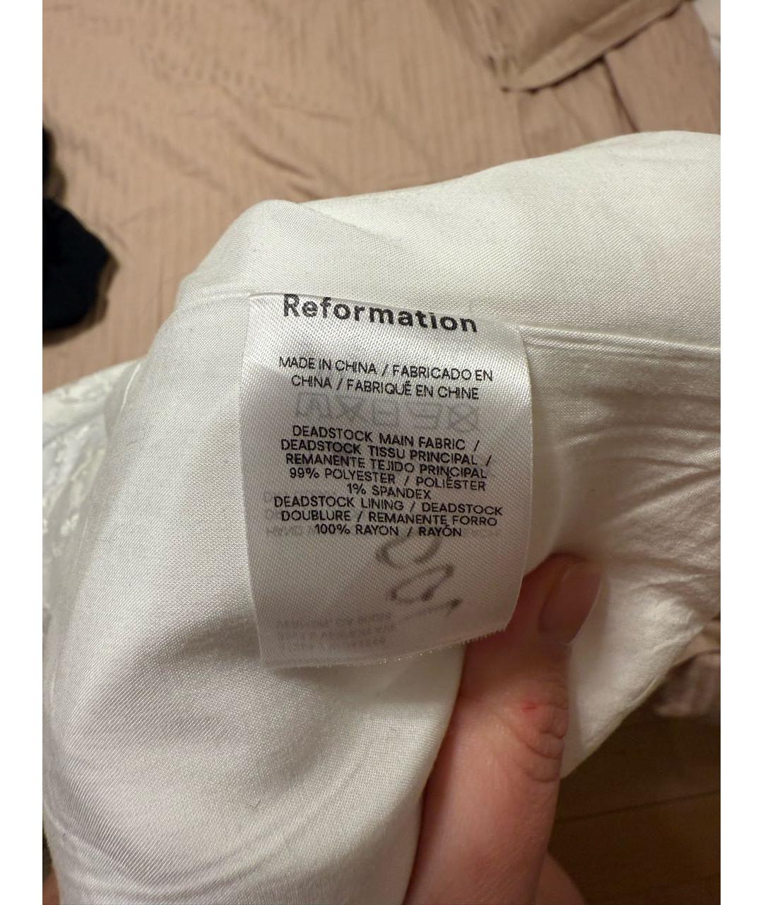REFORMATION Белое полиэстеровое коктейльное платье, фото 4