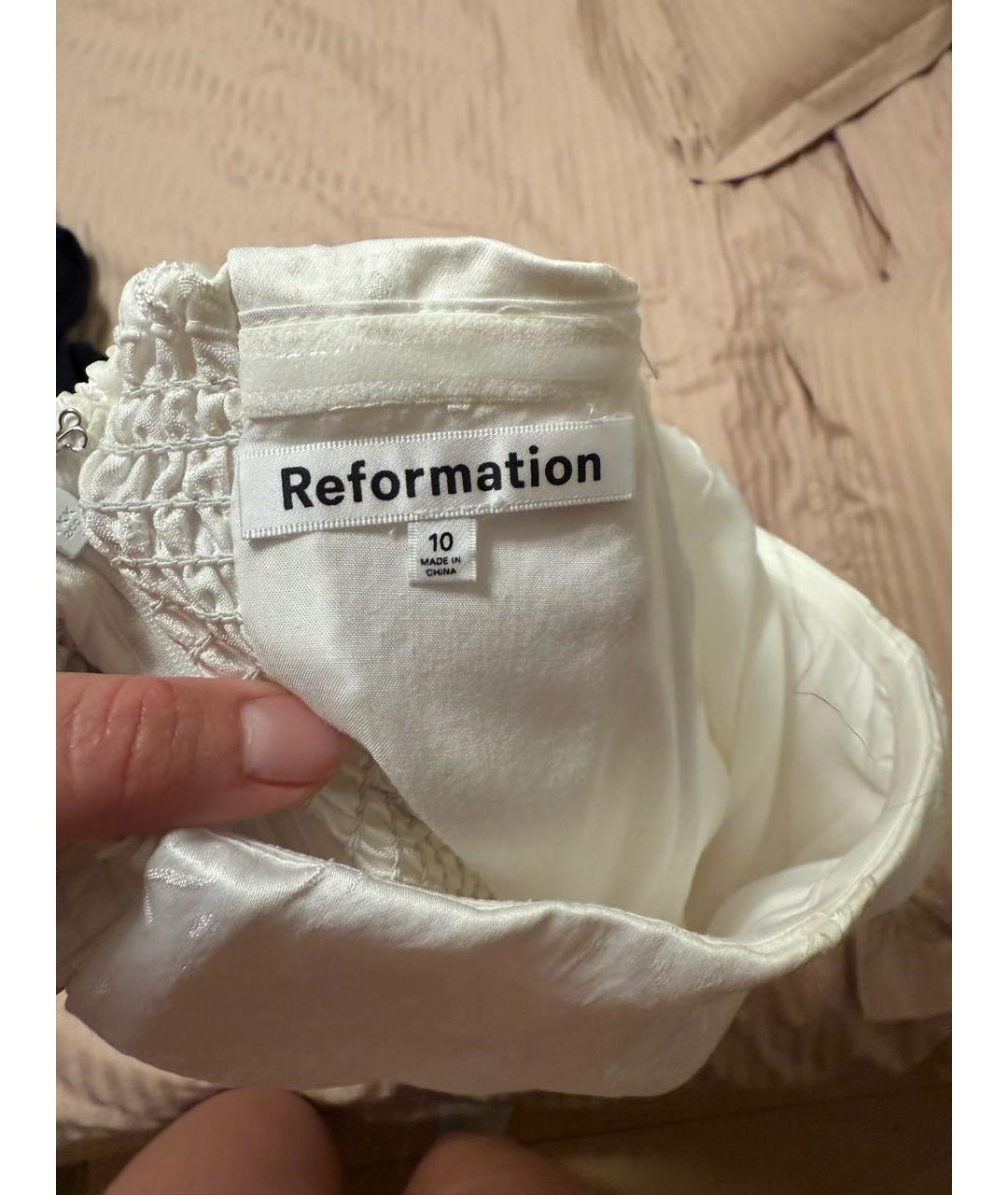 REFORMATION Белое полиэстеровое коктейльное платье, фото 3