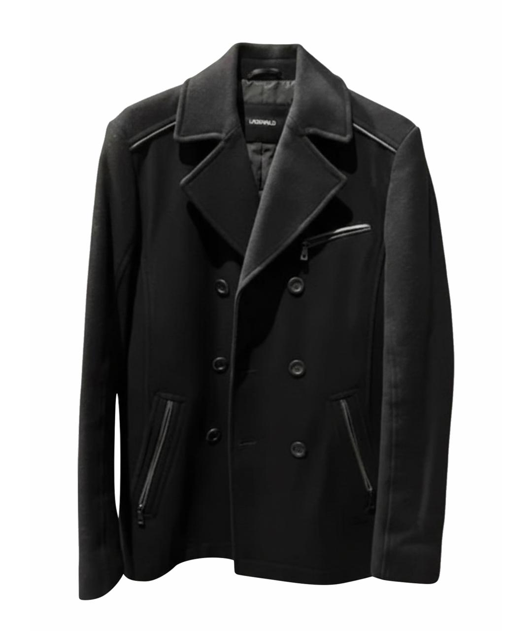 KARL LAGERFELD Черное шерстяное пальто, фото 1