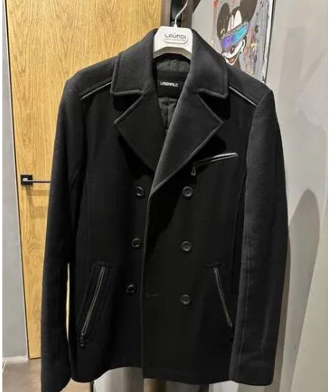 KARL LAGERFELD Черное шерстяное пальто, фото 7