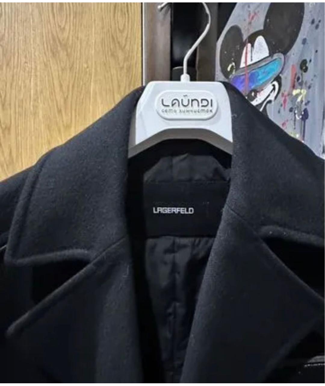 KARL LAGERFELD Черное шерстяное пальто, фото 3