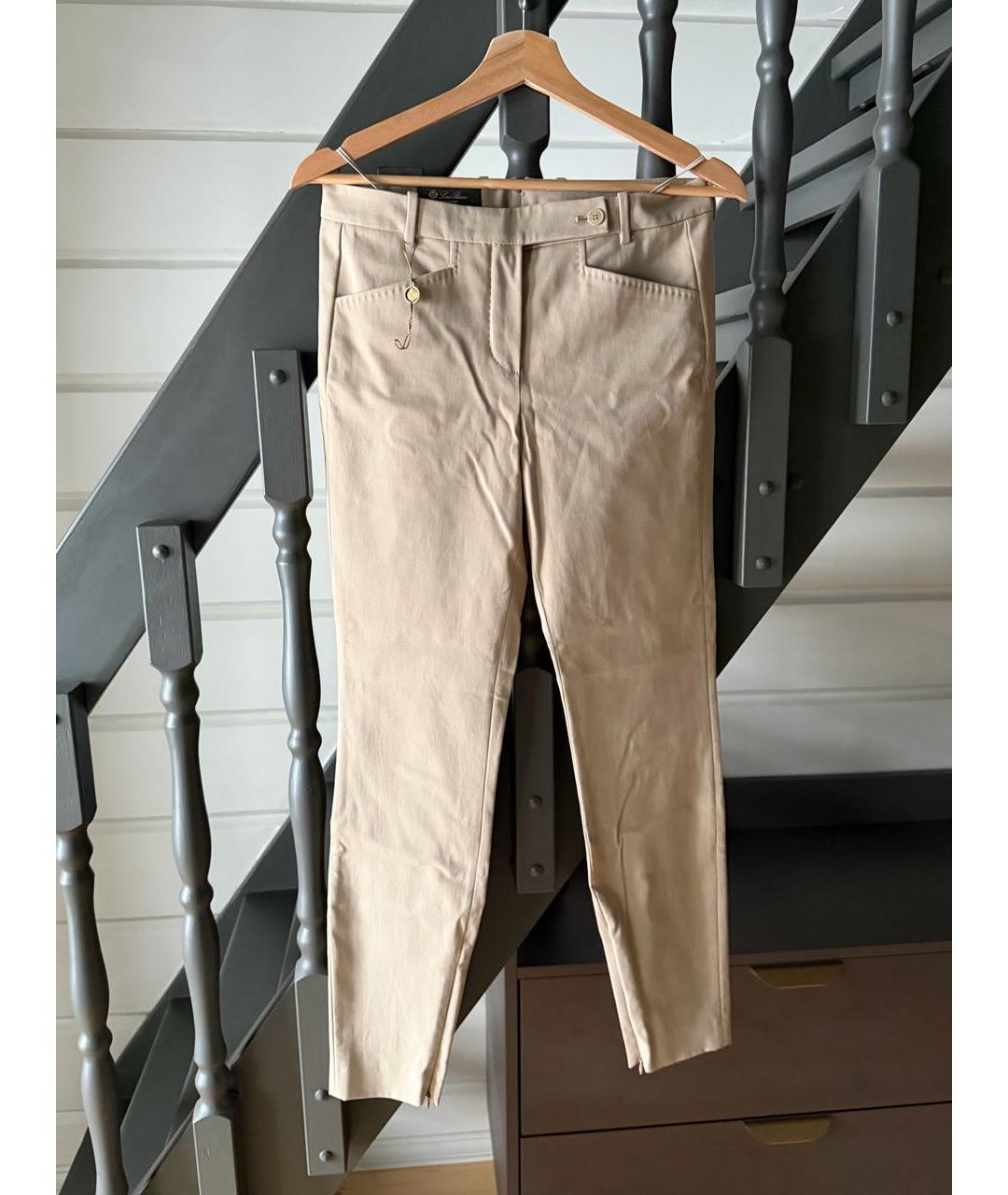 LORO PIANA Бежевые хлопко-эластановые брюки узкие, фото 7