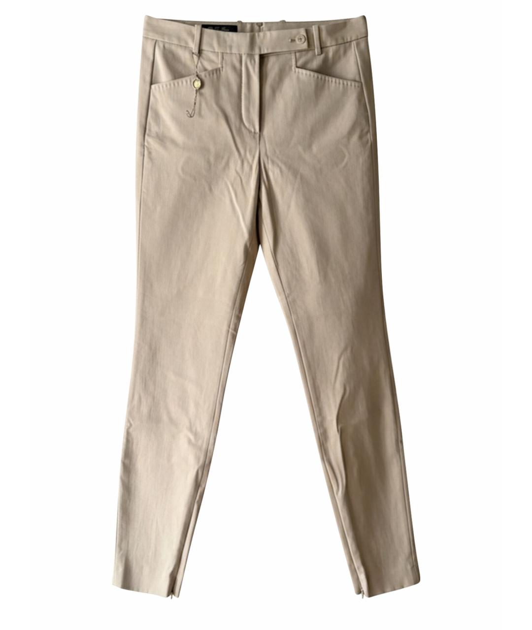 LORO PIANA Бежевые хлопко-эластановые брюки узкие, фото 1