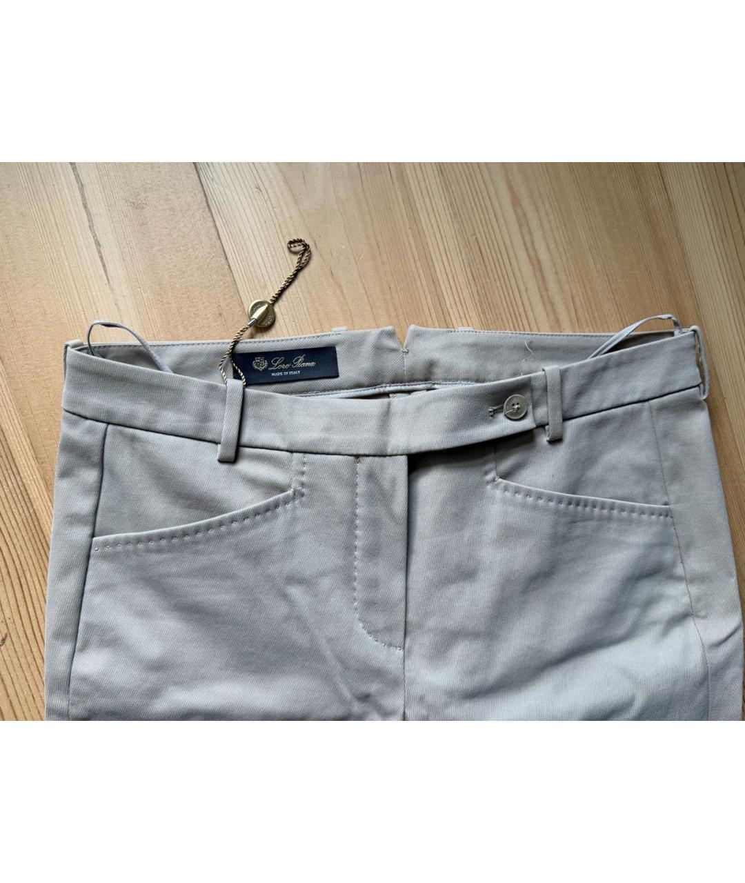 LORO PIANA Бежевые хлопко-эластановые брюки узкие, фото 3