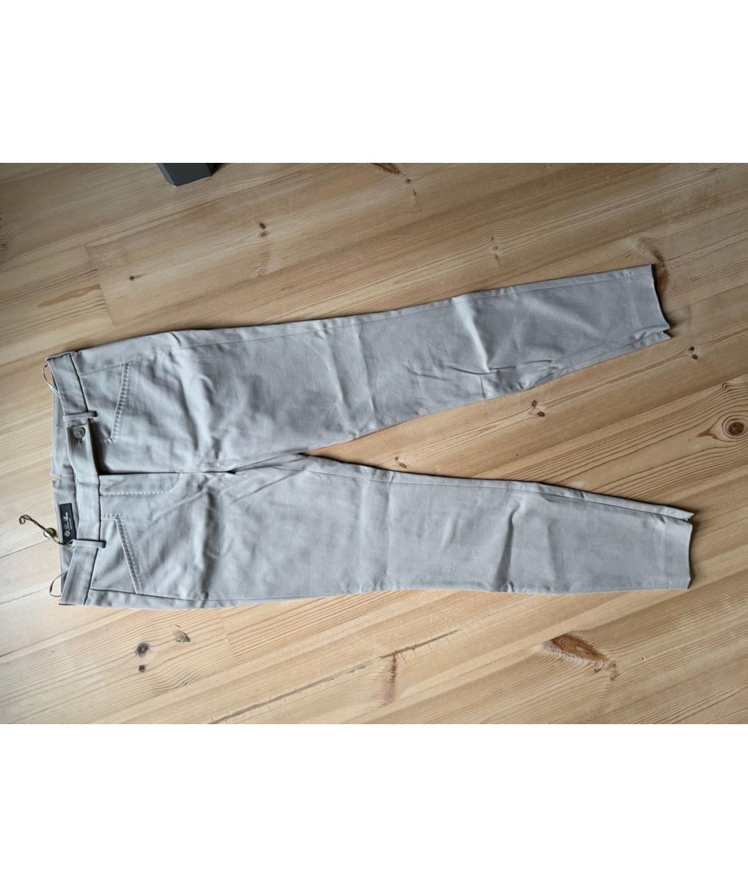 LORO PIANA Бежевые хлопко-эластановые брюки узкие, фото 6