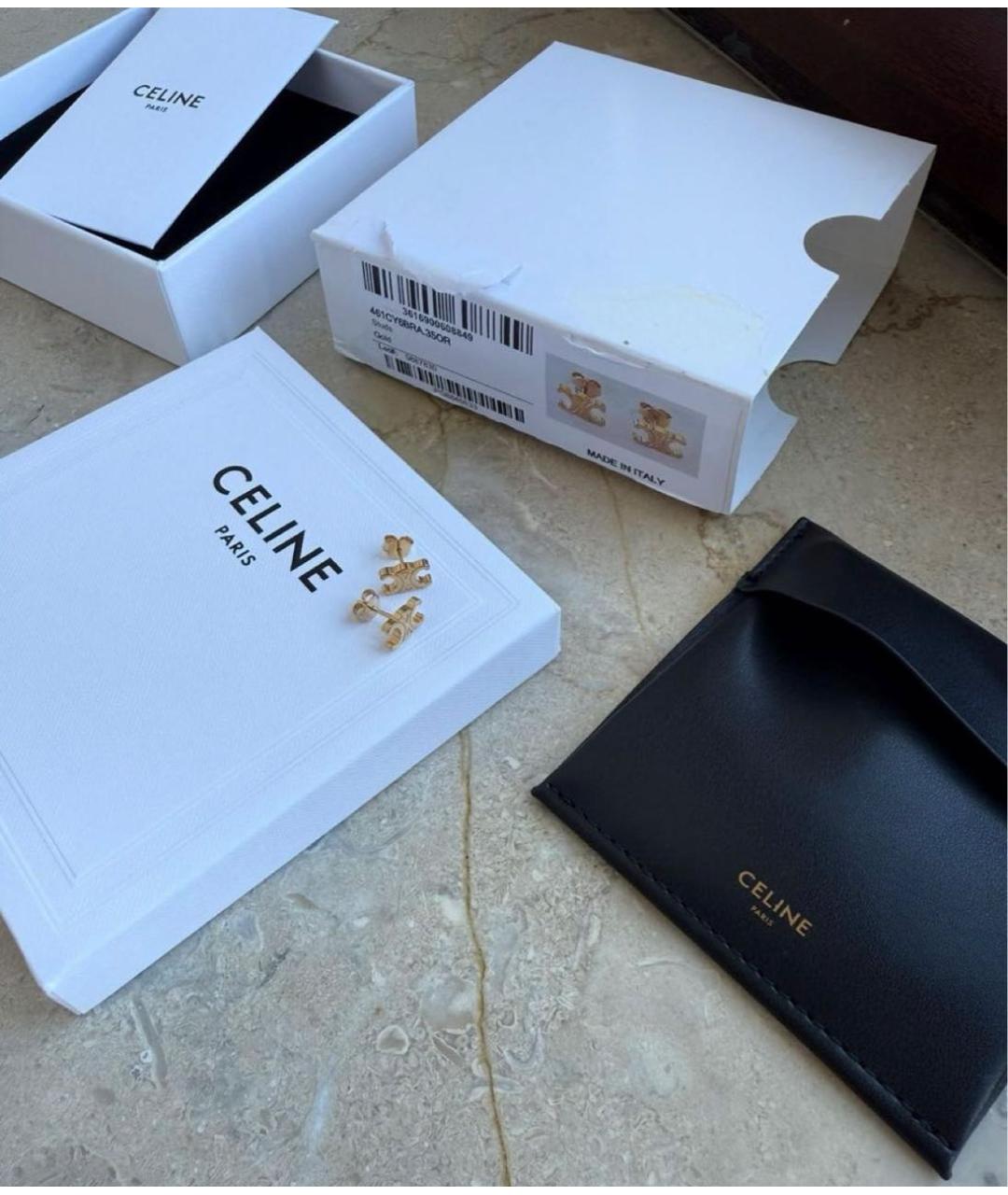 CELINE Золотые латунные серьги, фото 5