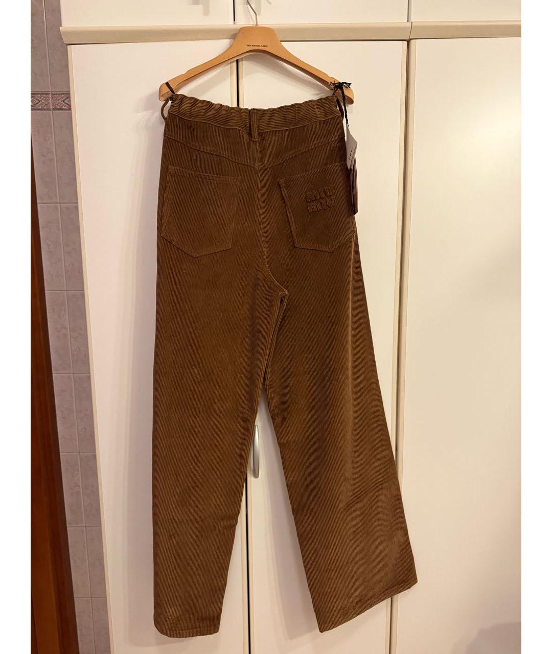 MIU MIU Коричневые хлопковые брюки широкие, фото 2