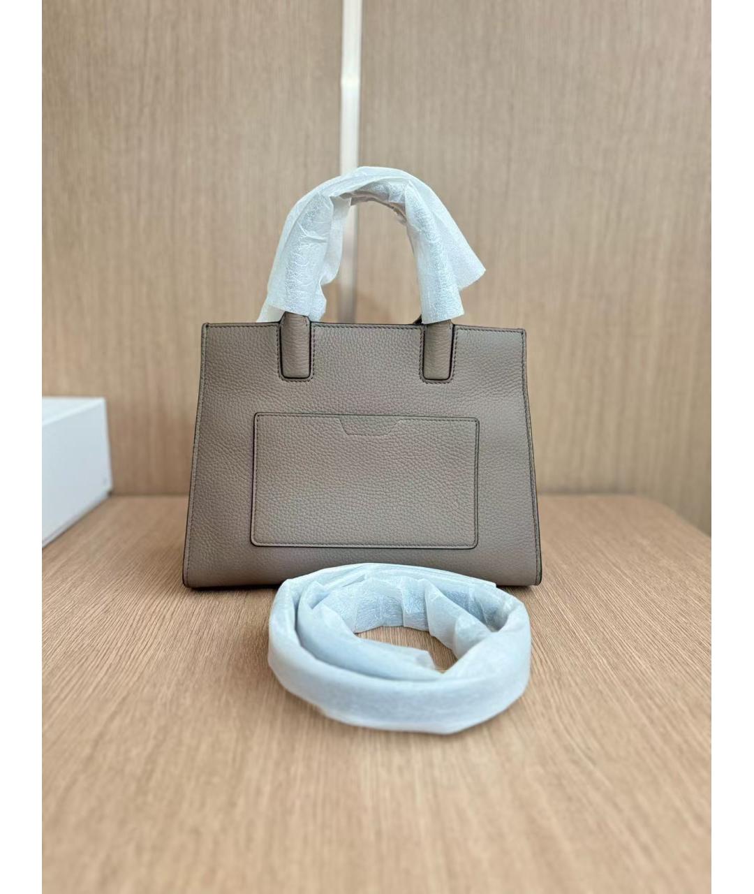 BURBERRY Серая кожаная сумка с короткими ручками, фото 4