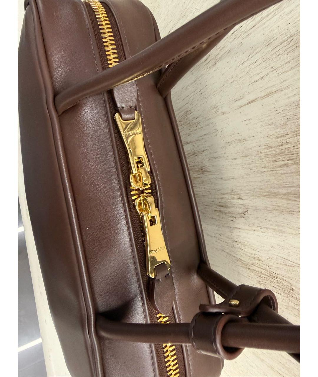 MIU MIU Бордовая кожаная сумка через плечо, фото 3