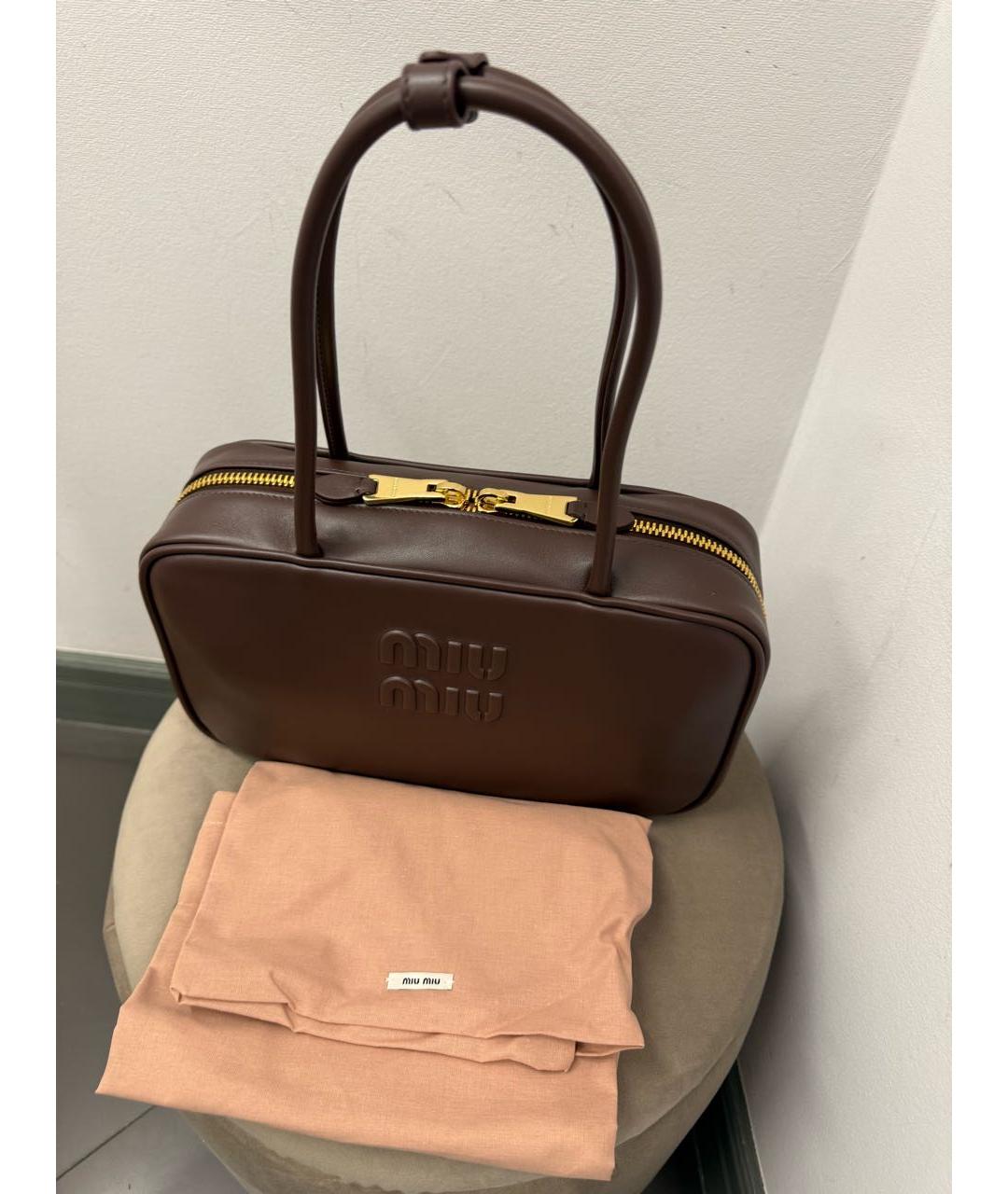 MIU MIU Бордовая кожаная сумка через плечо, фото 5