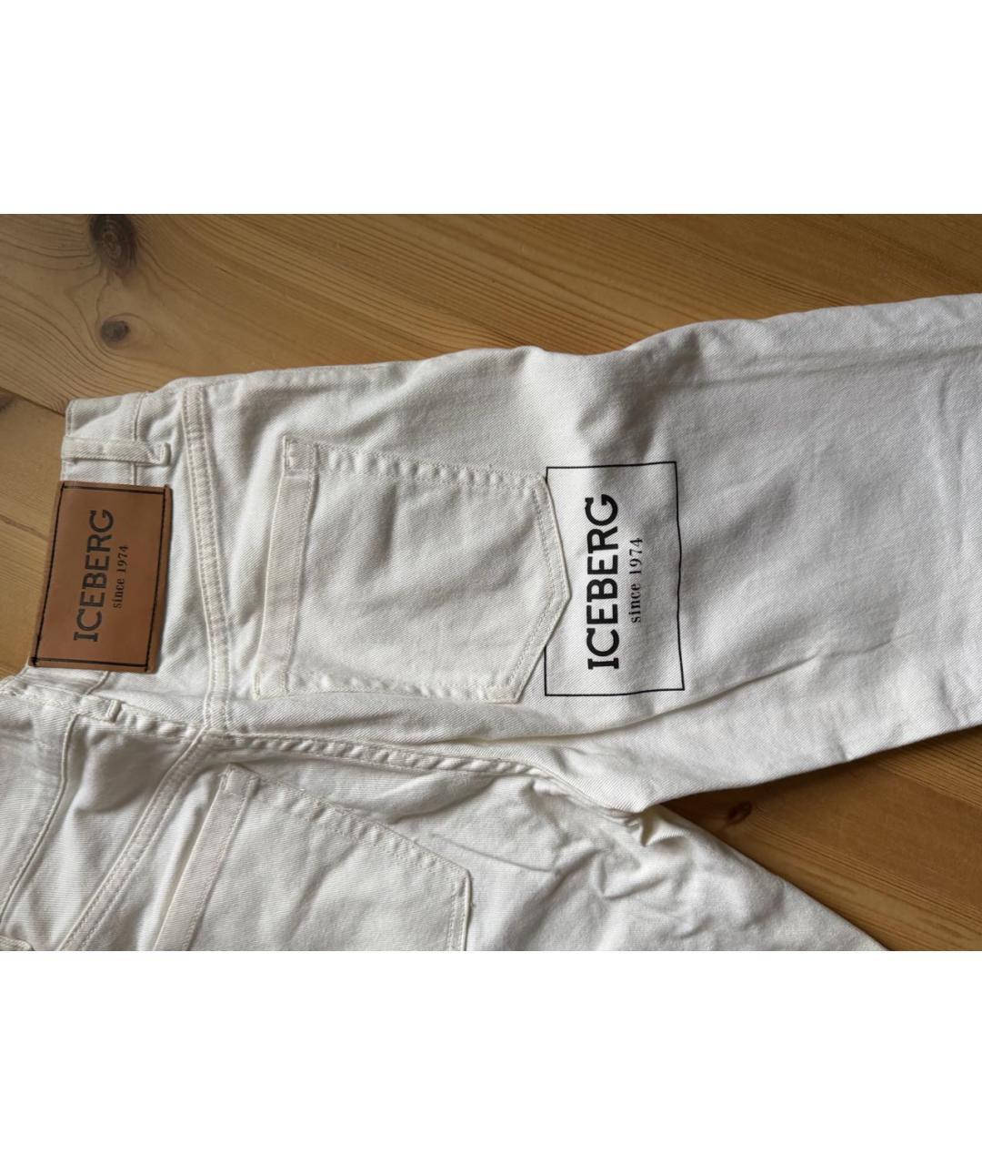 ICEBERG Белые хлопковые прямые джинсы, фото 4