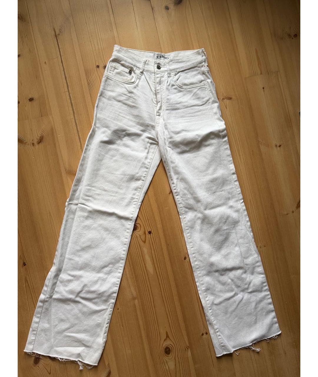 ICEBERG Белые хлопковые прямые джинсы, фото 2