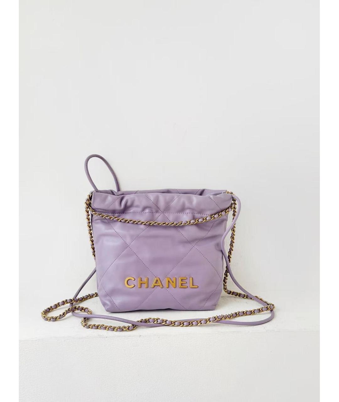 CHANEL Фиолетовая кожаная сумка через плечо, фото 4