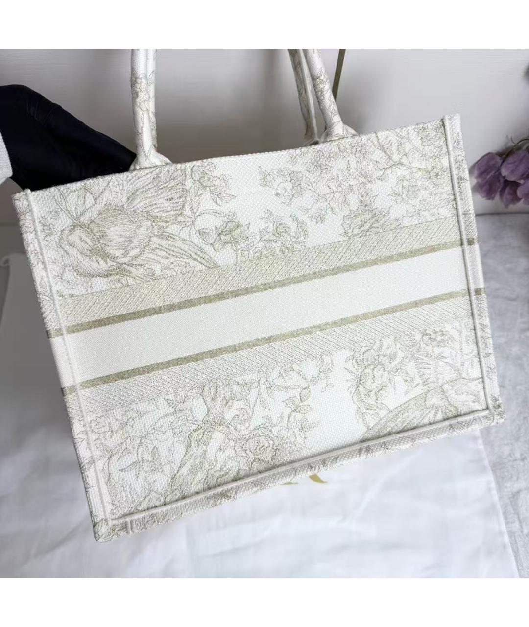 CHRISTIAN DIOR Белая тканевая сумка тоут, фото 4