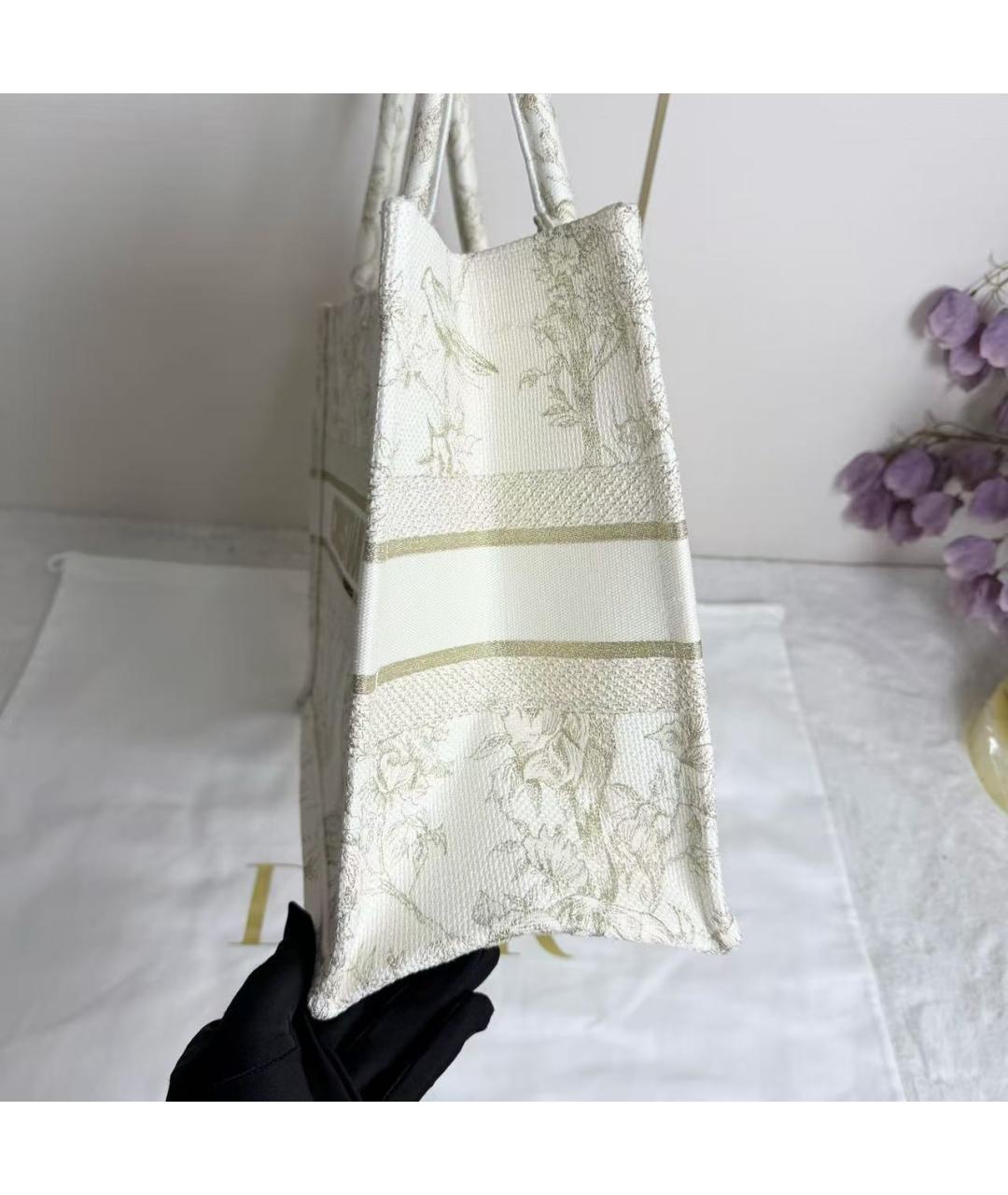 CHRISTIAN DIOR Белая тканевая сумка тоут, фото 6
