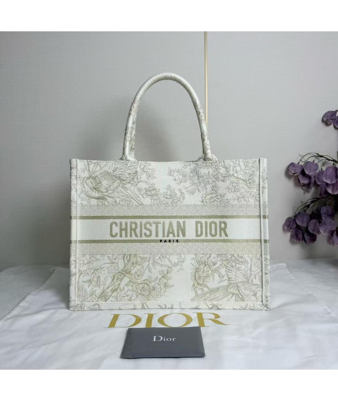CHRISTIAN DIOR Белая тканевая сумка тоут, фото 2