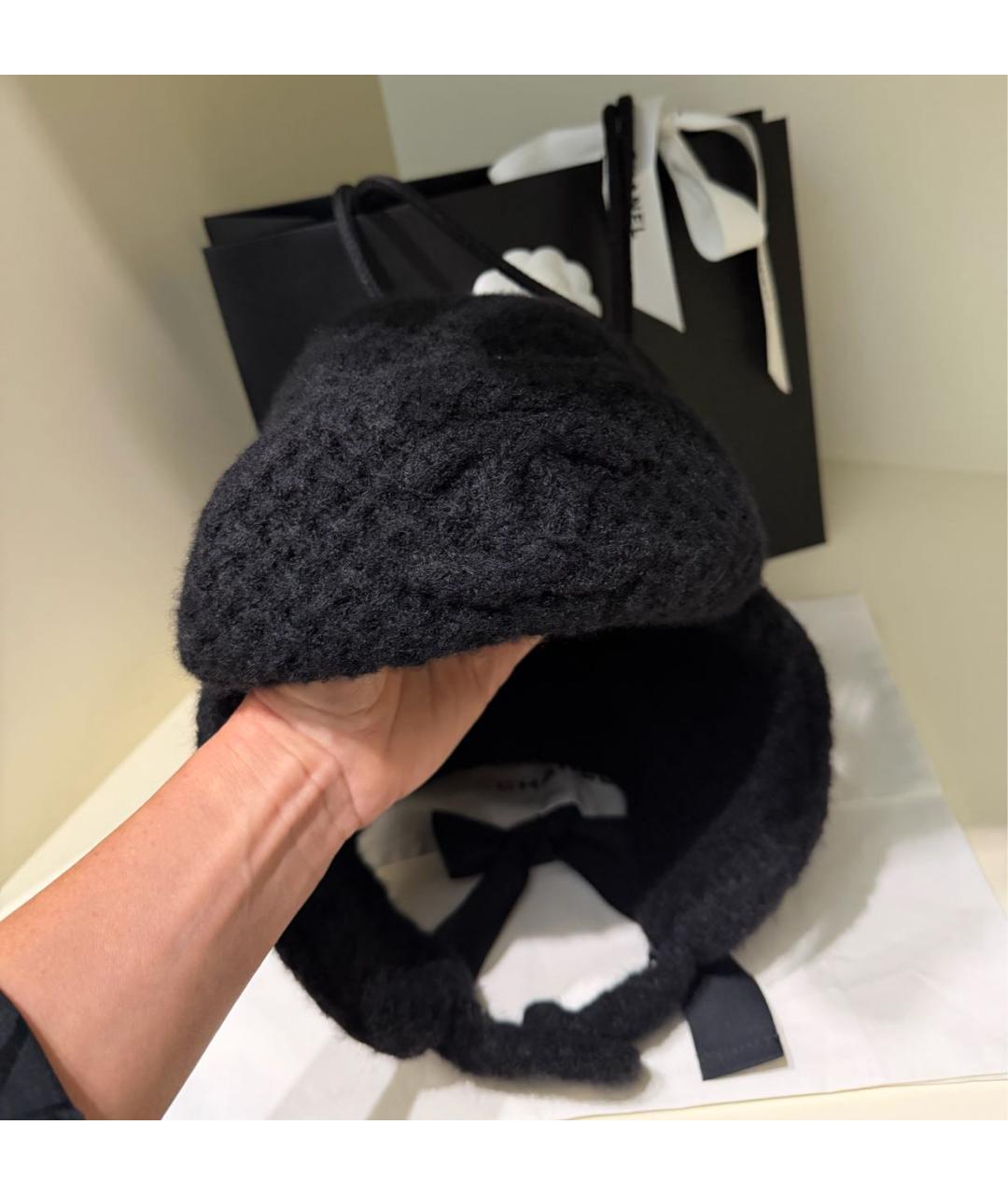 CHANEL Черная кашемировая шапка, фото 2
