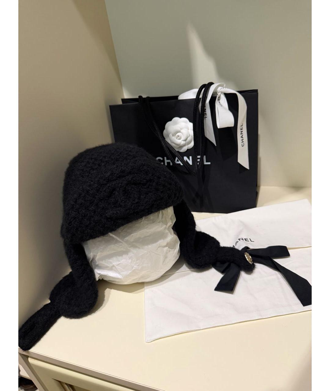 CHANEL Черная кашемировая шапка, фото 8