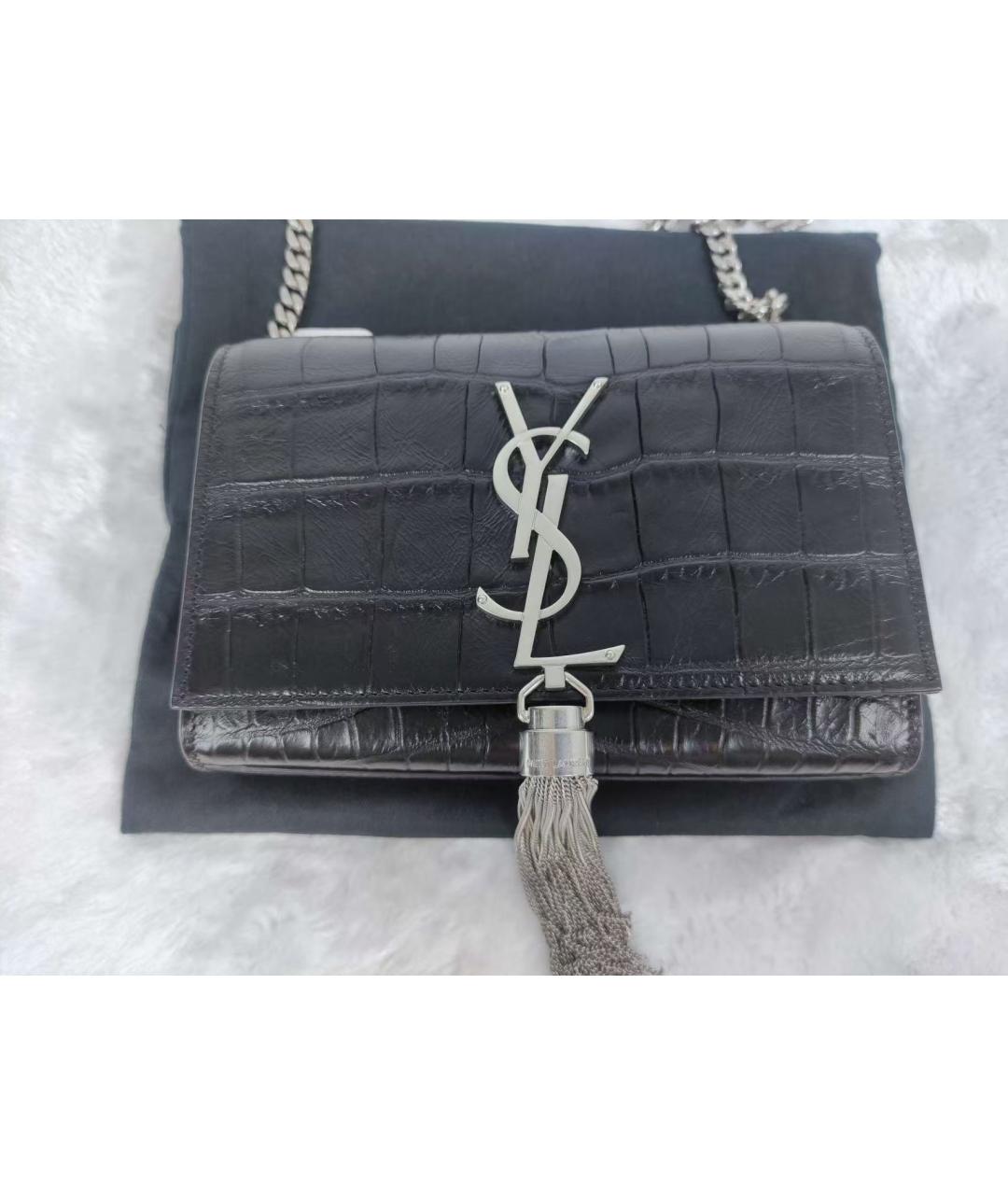 YVES SAINT LAURENT BEAUTY Черная кожаная сумка через плечо, фото 6