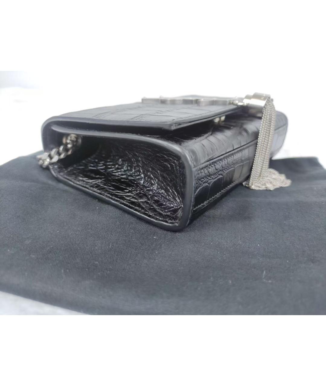 YVES SAINT LAURENT BEAUTY Черная кожаная сумка через плечо, фото 5