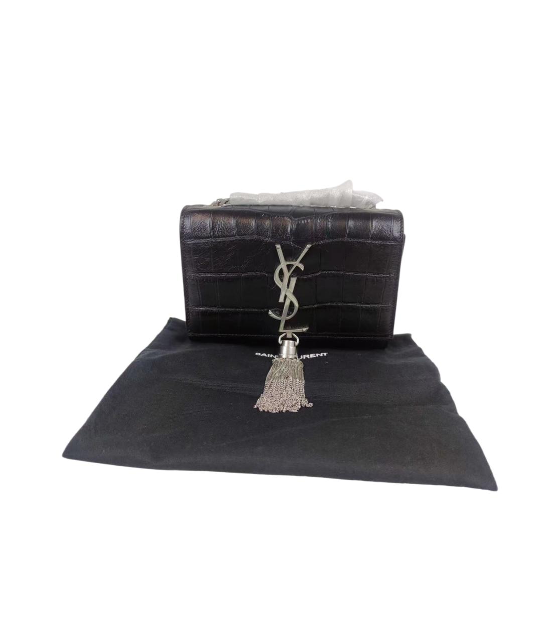 YVES SAINT LAURENT BEAUTY Черная кожаная сумка через плечо, фото 7